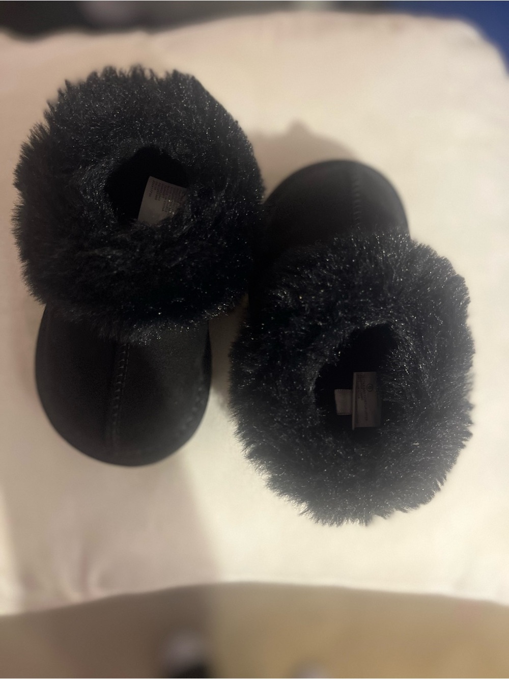 Carter's Black Plush Cuff Baby Slippers